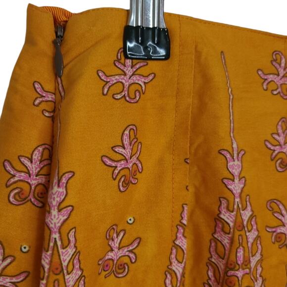 Tribal Bulgaria Womens Size 8‎ Floral 2-Tiered Pleated Skirt Orange Brown Boho - Picture 7 of 12